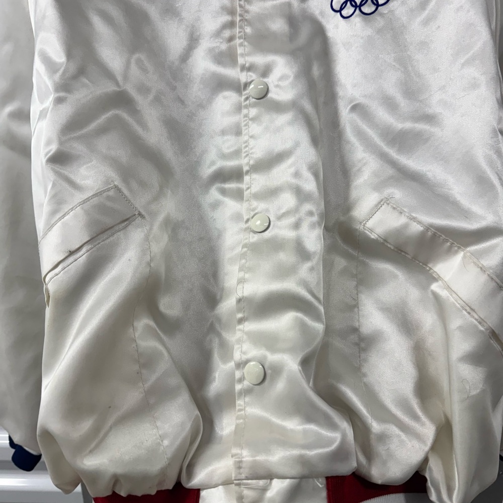 Vintage King Louie USA Team Olympics Firestone Bomber Jacket White Mens XL 80s‎ - Picture 4 of 10